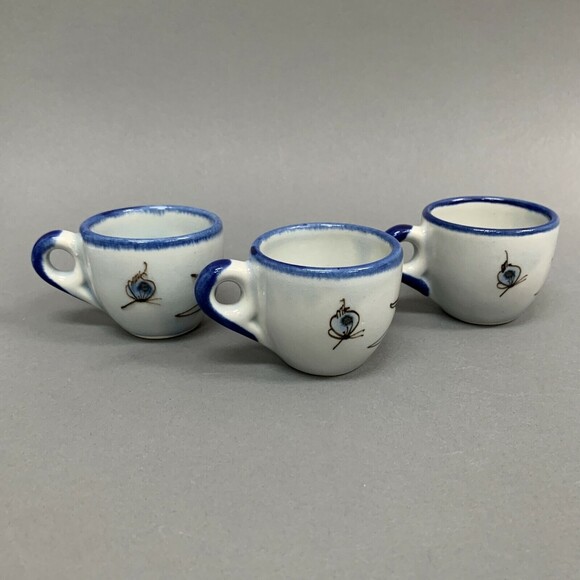 TM Mexico Bird Butterfly Blue Lot of 3 Small Cups 2” High - Picture 5 of 12